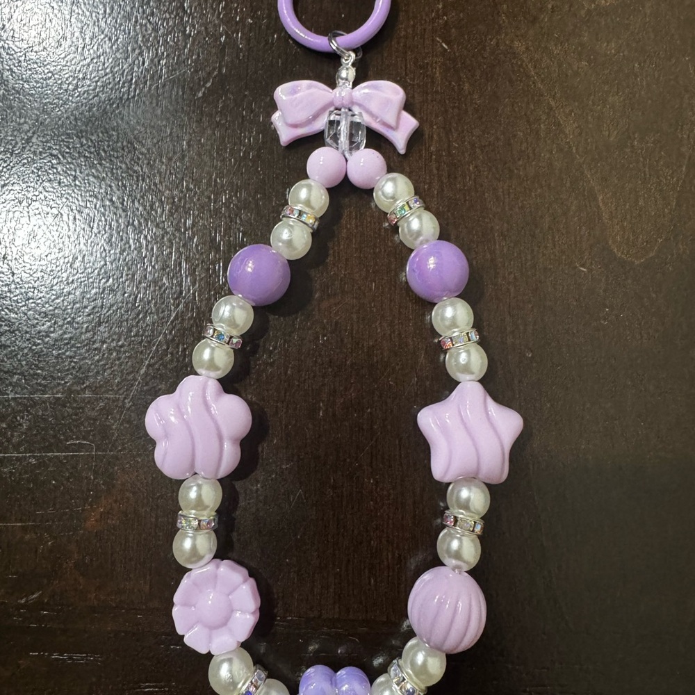 Purple beaded phone charm/keychain